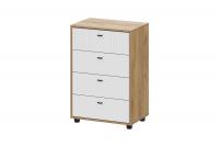 Комод с 4-мя ящиками Милан дуб золотой / белый матовый