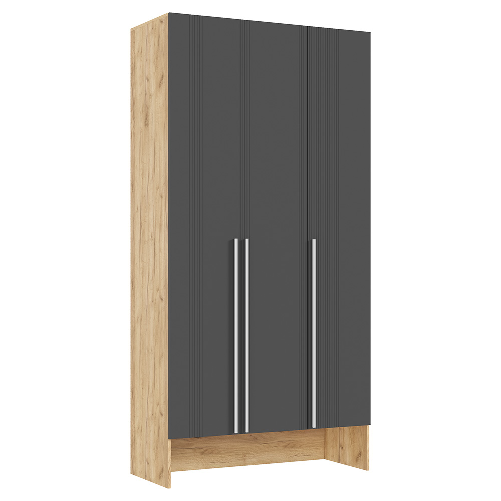 Шкаф трехстворчатый Луна, Графит софт, Дуб крафт Шкаф трехстворчатый Луна, Графит софт, Дуб крафт