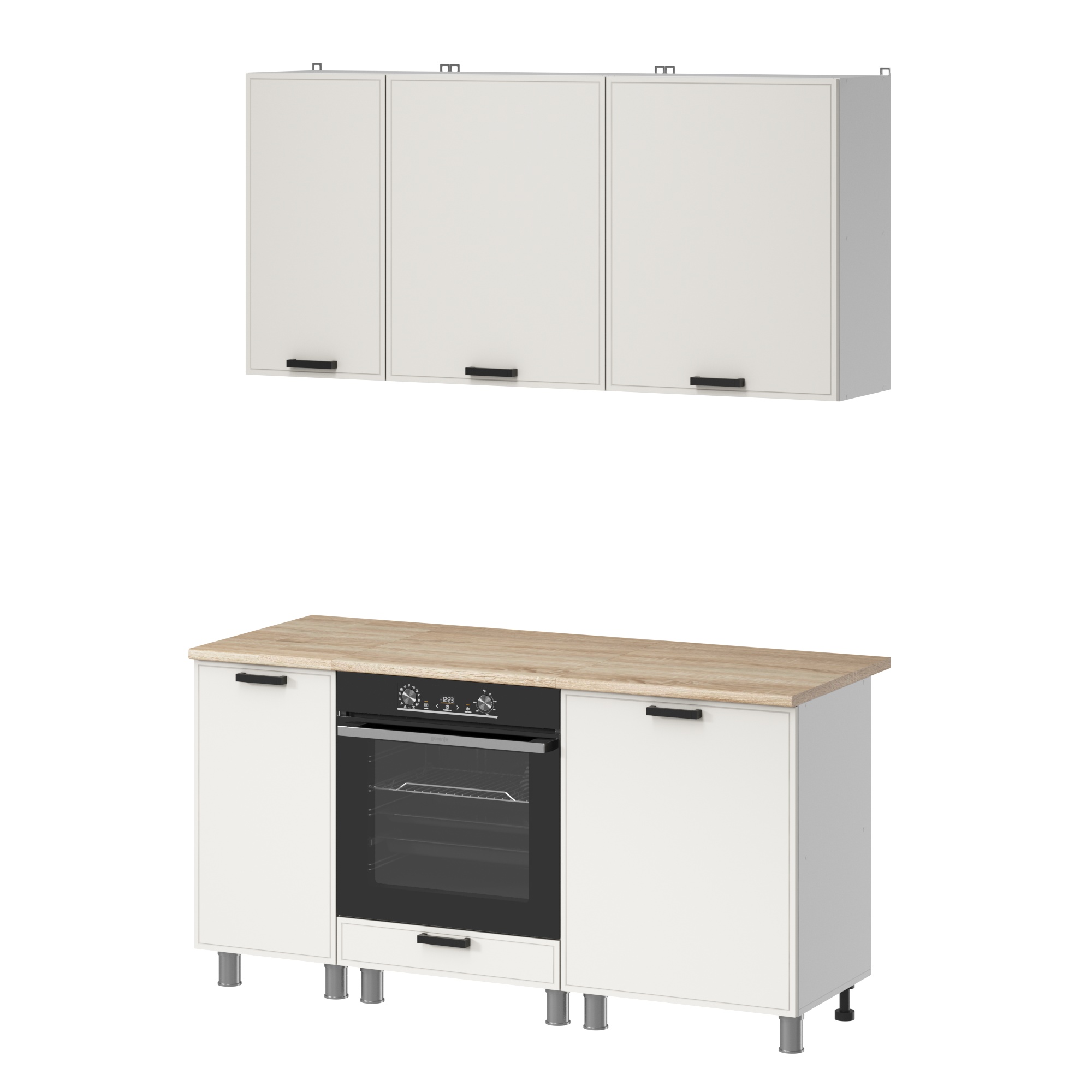 МК Аленушка 1,6м в.6 Магнолия Молочный,скоба черный,сонома