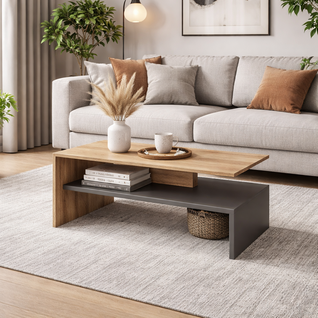 Дублин Стол журнальный дуб крафт золотой/графит серый