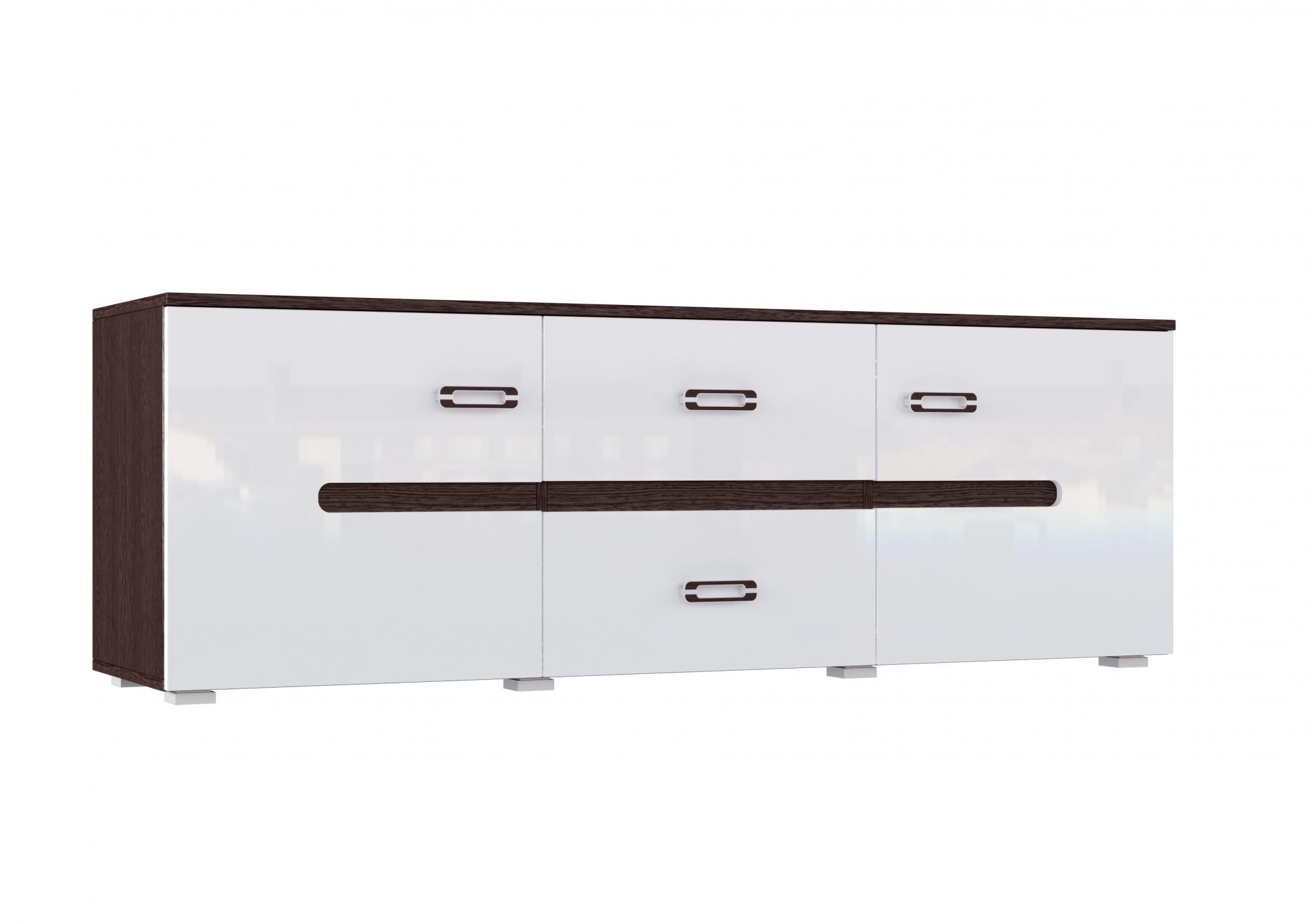 Тумба для ТВ Ким, Белый глянец холодный, Венге