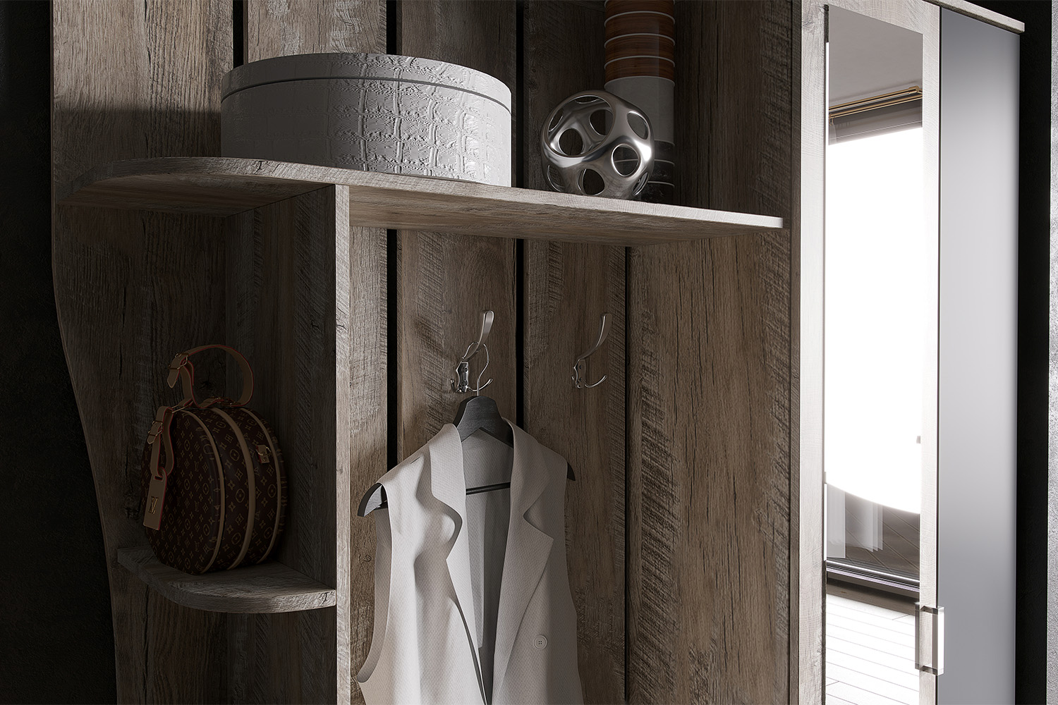 Прихожая Лика №1 1,5м, Дуб юкон, Графит