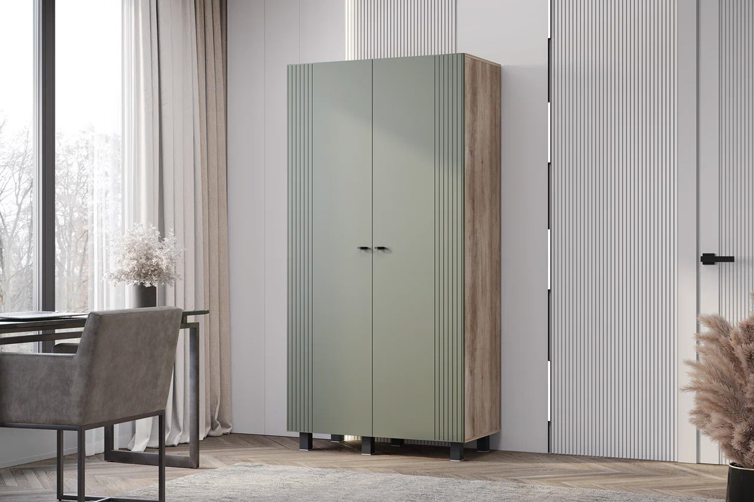 Шкаф двухстворчатый Олива ШК-03, Дуб каньон/MF12