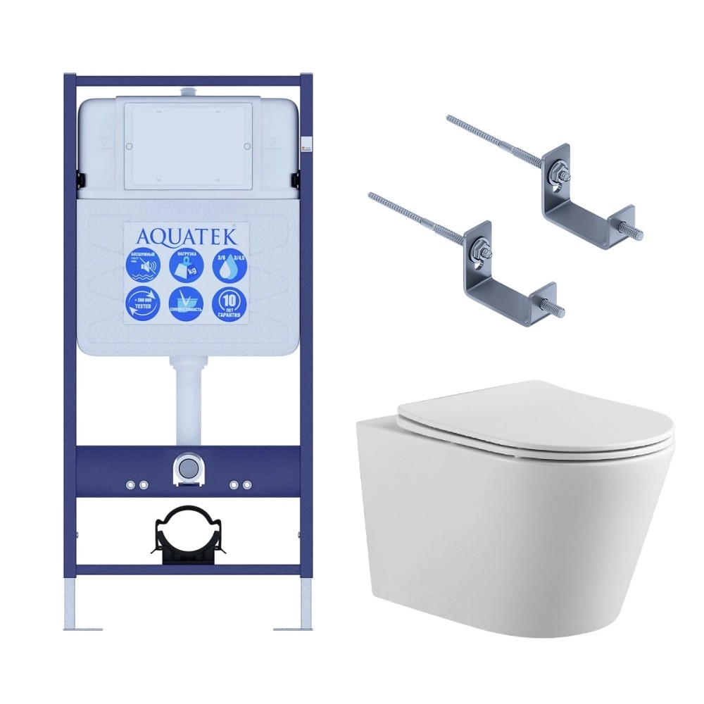 Set AQUATEK ВЕГА-KKI2 (рама AQUATEK Standard INS-0000012+звукоизоляционная прокладка+крепеж KKI-0000002+унитаз ВЕГА AQ1905-00+тонкое сиденье с механиз Set AQUATEK ВЕГА-KKI2 (рама AQUATEK Standard INS-0000012+звукоизоляционная прокладка+крепеж KKI-0000002+унитаз ВЕГА AQ1905-00+тонкое сиденье с механиз