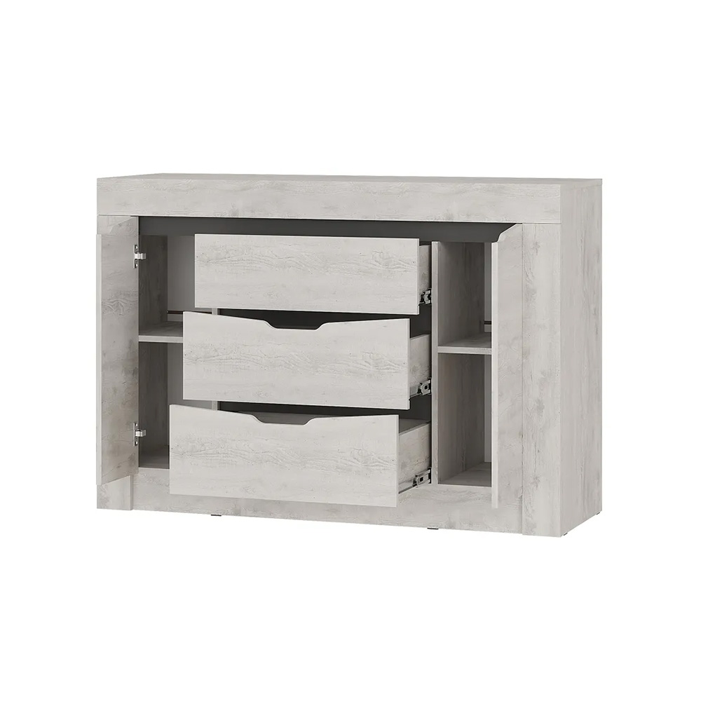 Комод Леонардо КМ-12, Бетон пайн светлый, Графит