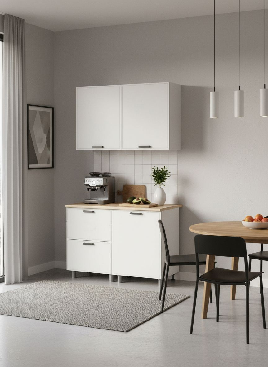 МК Аленушка 1,2м с ящ. Магнолия Молочный,скоба черный,сонома