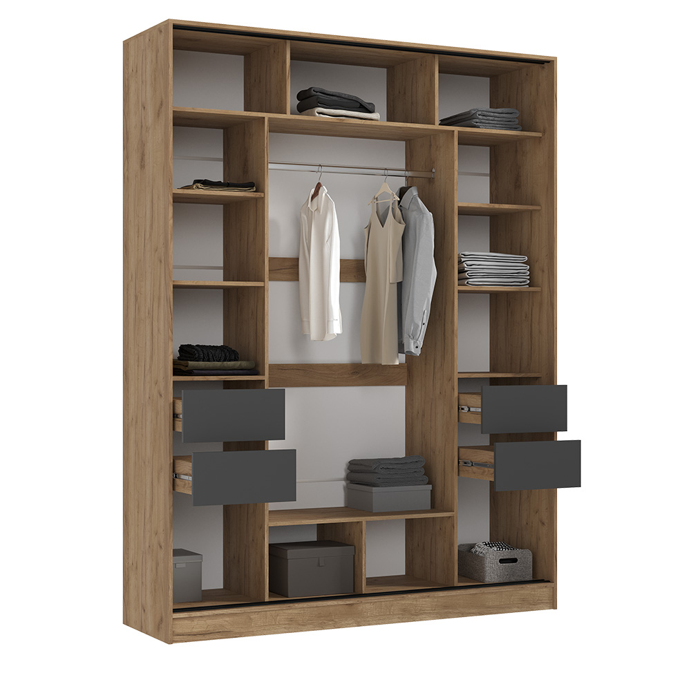 Шкаф-купе Роджина (1800), Дуб крафт, Графит