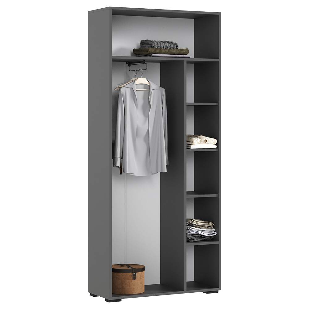 Шкаф двухстворчатый Роджина (800), Дуб крафт белый, Графит