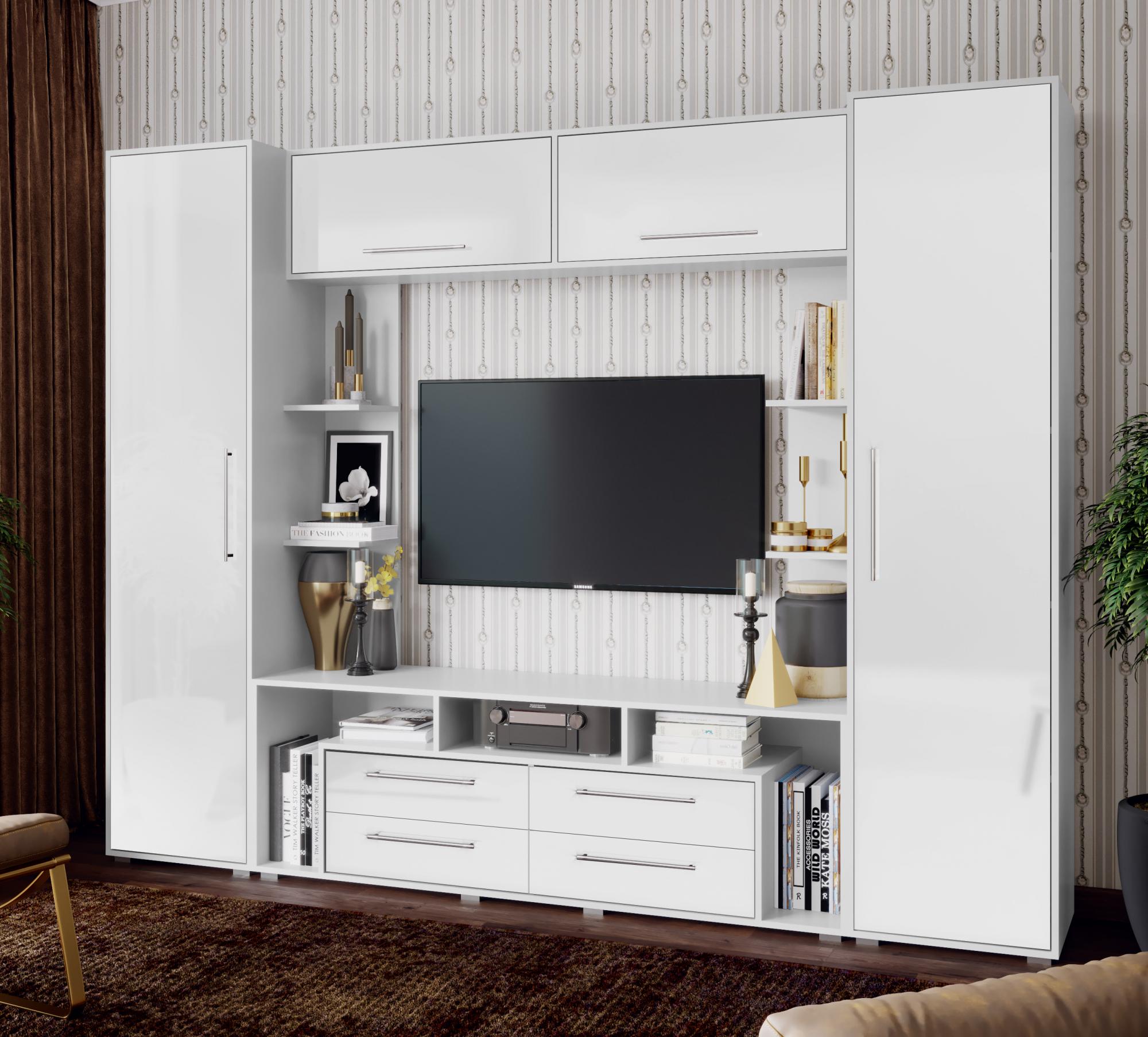 Гостиная Гармония, Белый глянец холодный, Белый