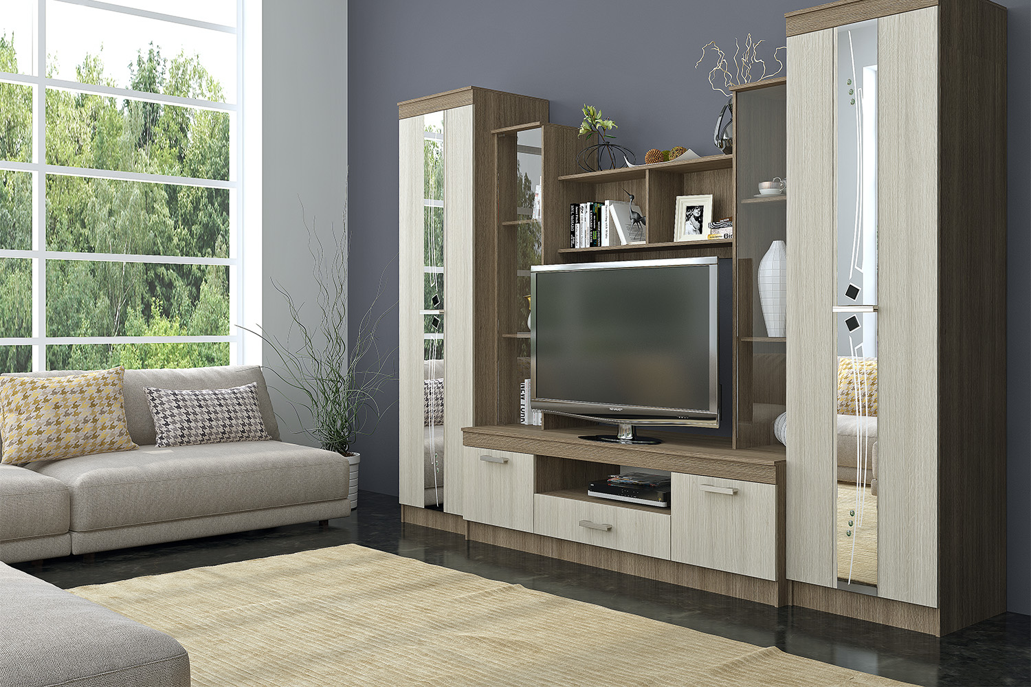 Гостиная Атлантида 2, Ясень шимо светлый, Ясень шимо темный