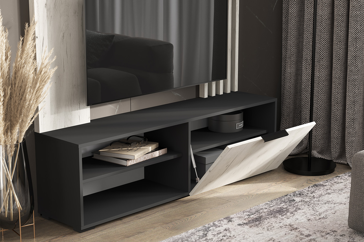 Гостиная Роджина, Дуб крафт белый, Графит