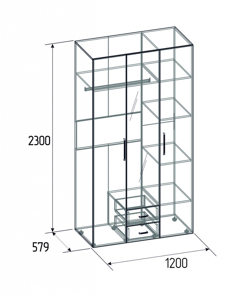 Шкаф для одежды и белья Монако 444, atelier светлый