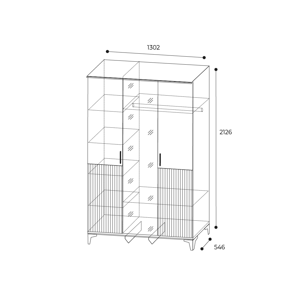 Шкаф 3-х дверный для одежды Дюна
