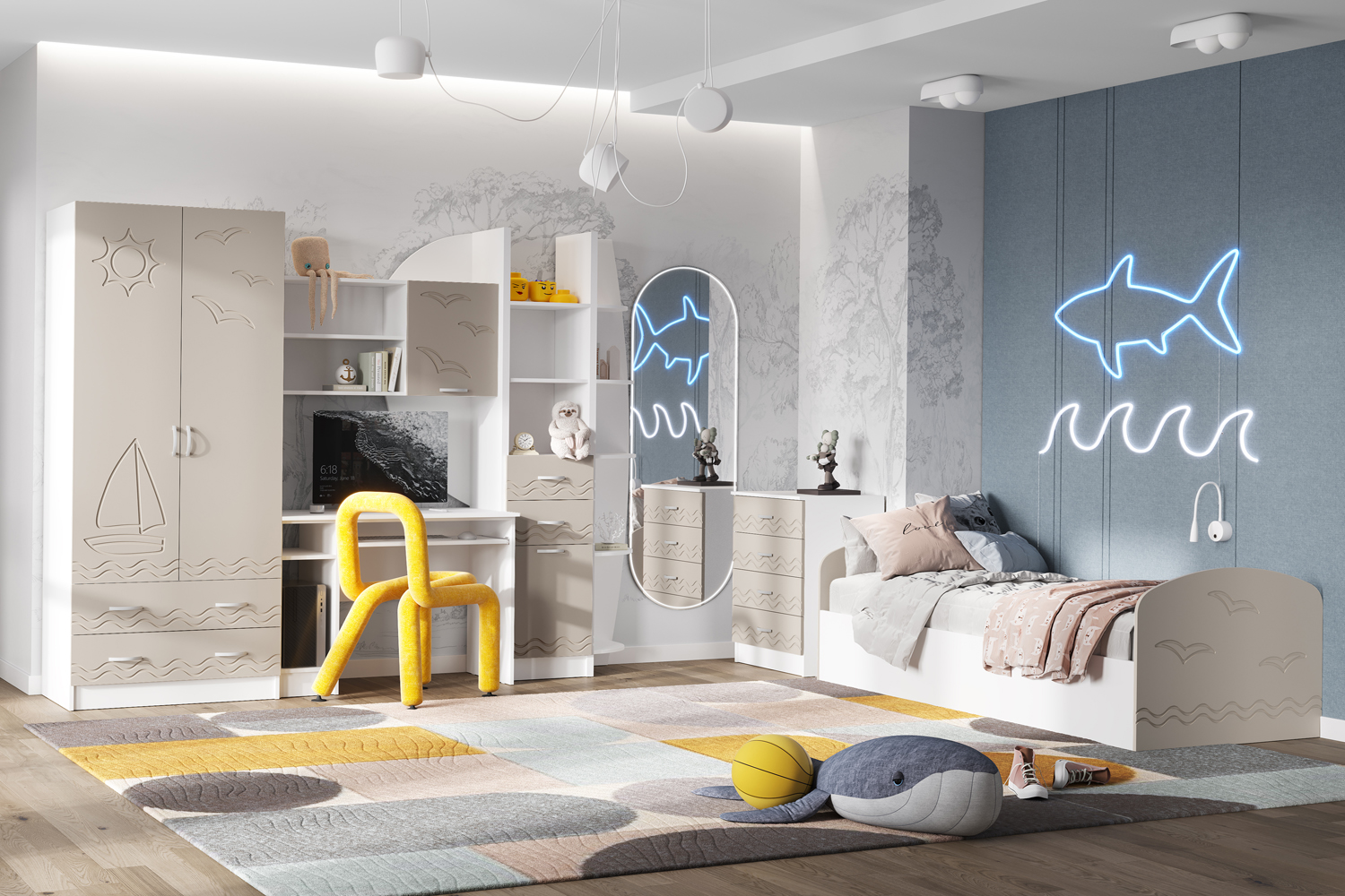 Кровать Юниор-2, Шарли Мокко, Белый