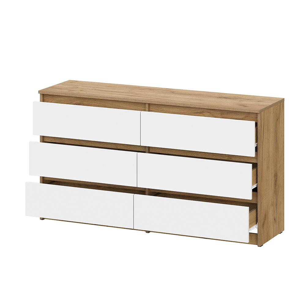 Комод с ящиками 1,38м Денвер, Дуб золотой, Белый