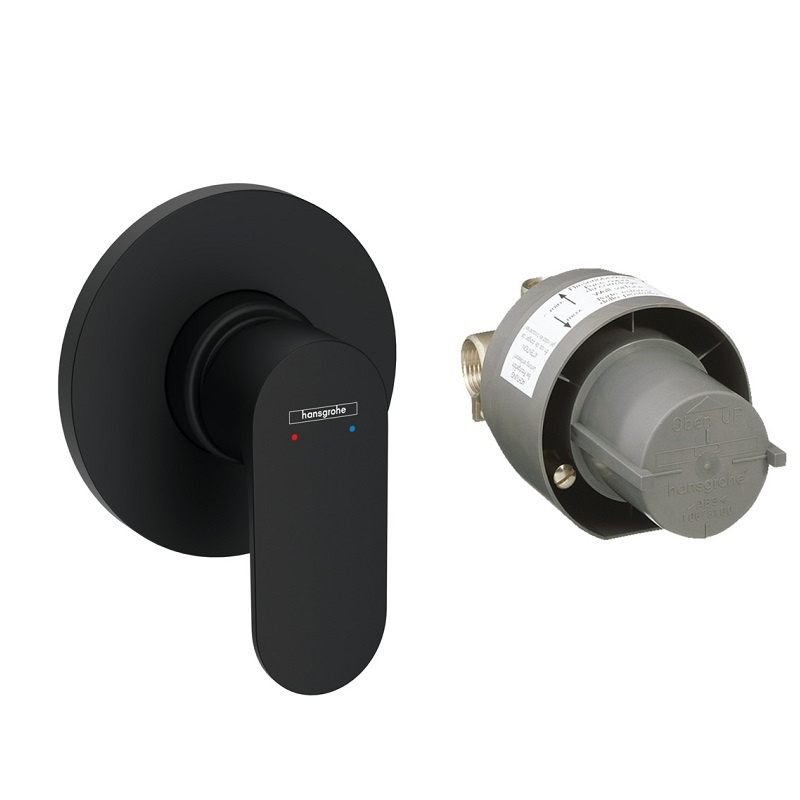 72648670 HG Rebris S смеситель для душа (внешняя и скрытая часть), матовый черный 72648670 HG Rebris S смеситель для душа (внешняя и скрытая часть), матовый черный