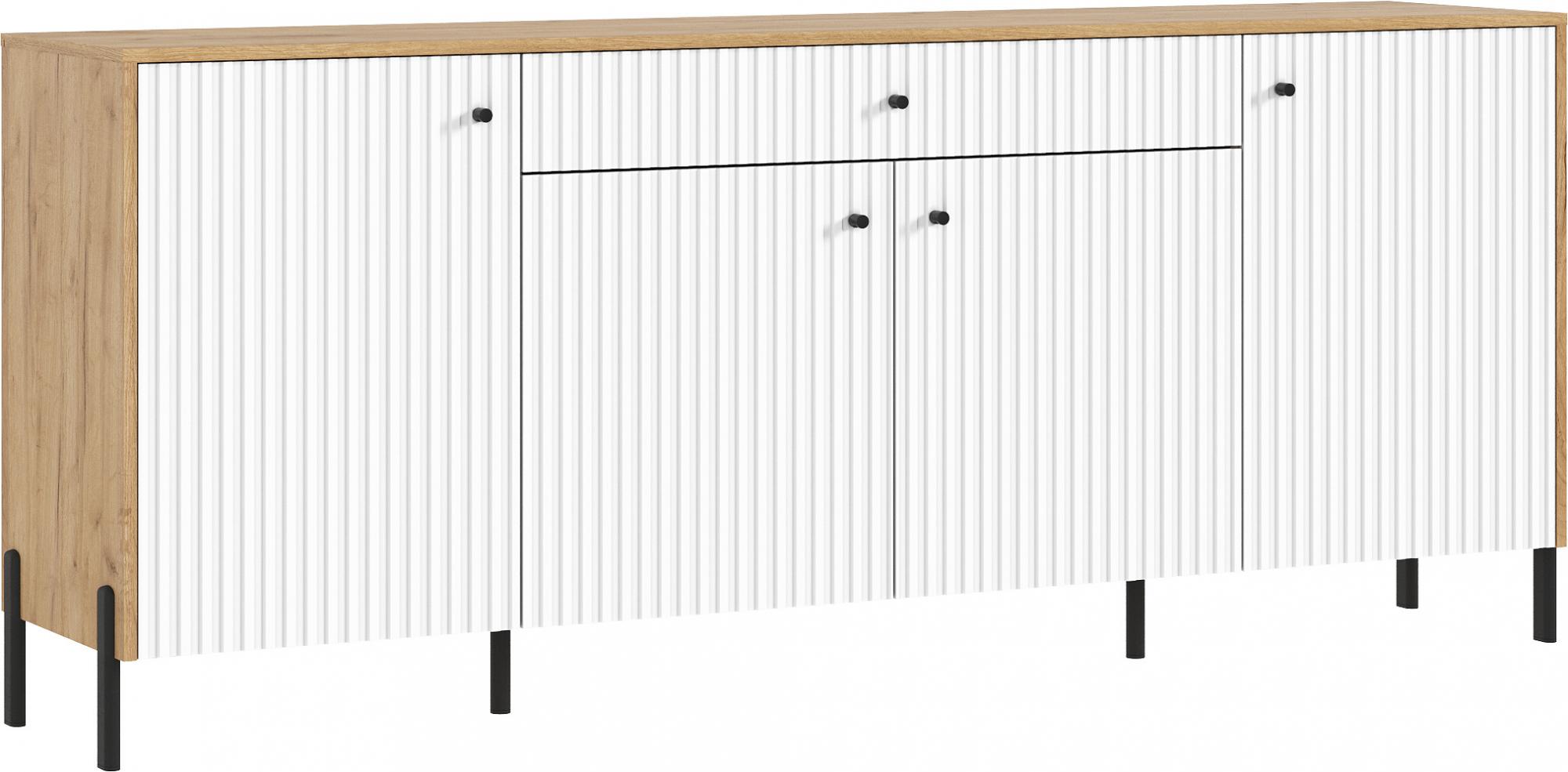 Комод Оливия (металл), Дуб Крафт, Браш Вайт