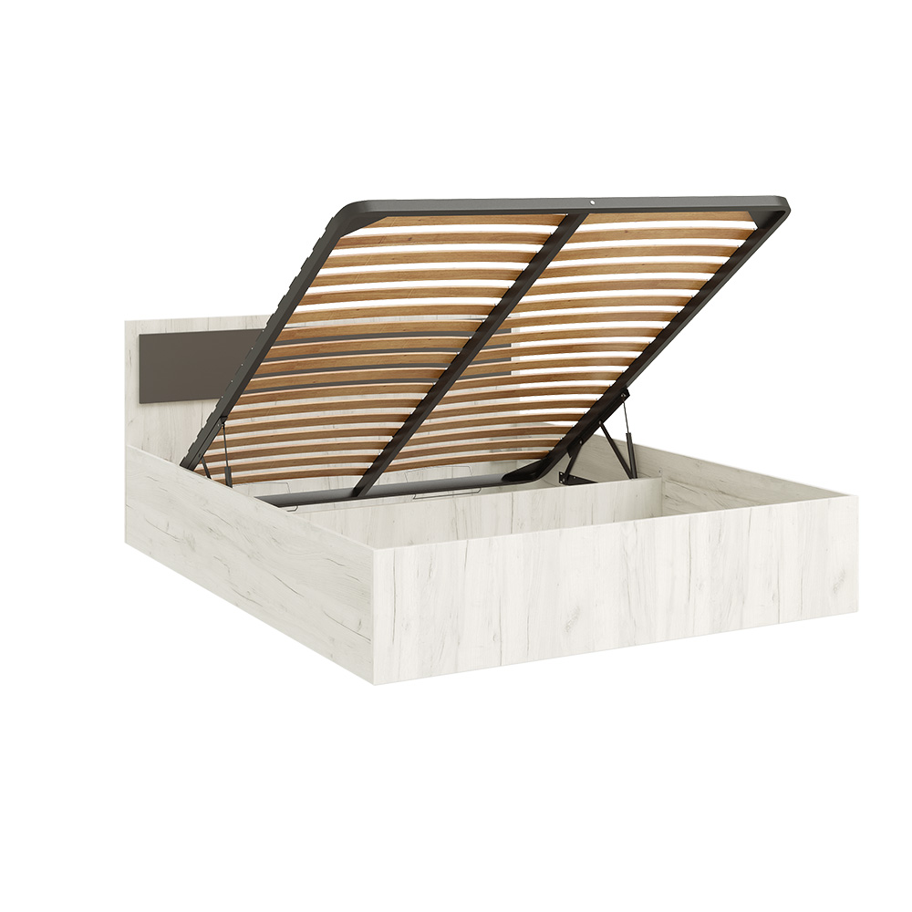 Кровать с подъемным механизмом Фиеста 1,4м, Графит, Дуб Крафт белый