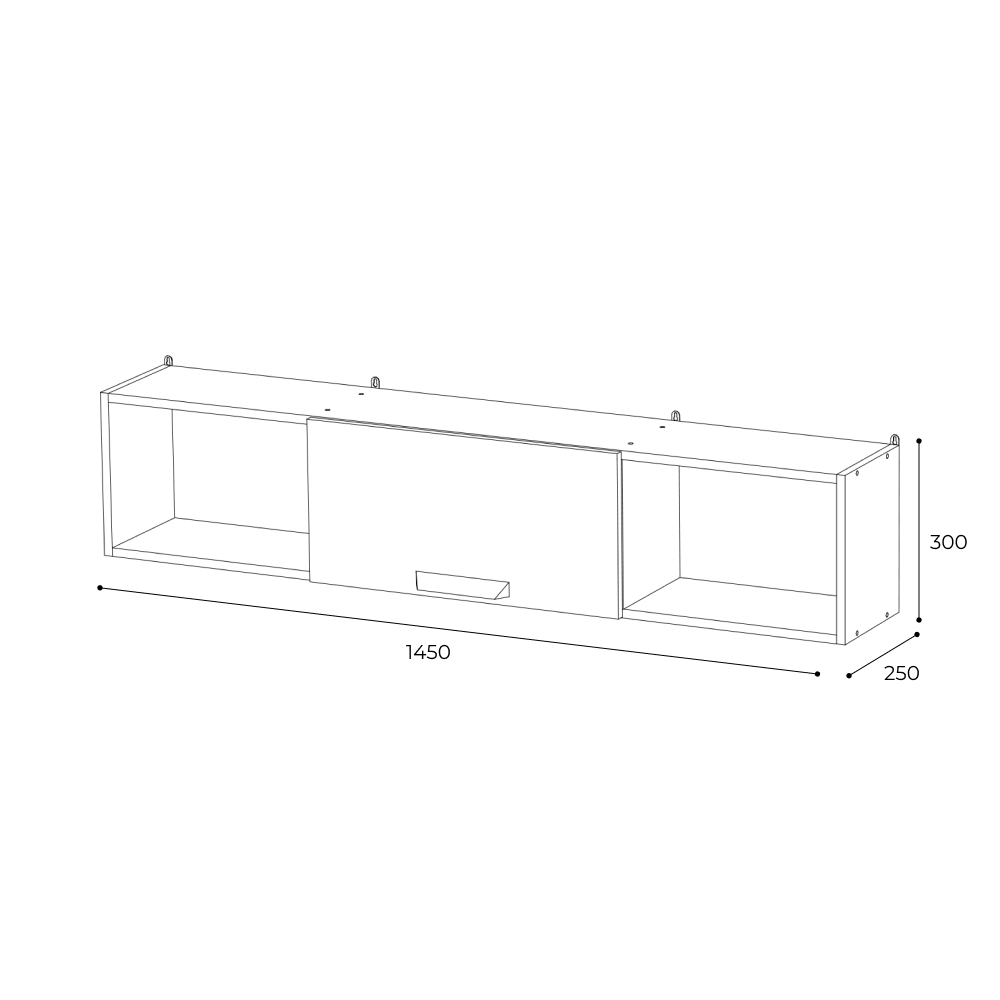 Полка навесная 1450 Квартет-13, дуб крафт/графит