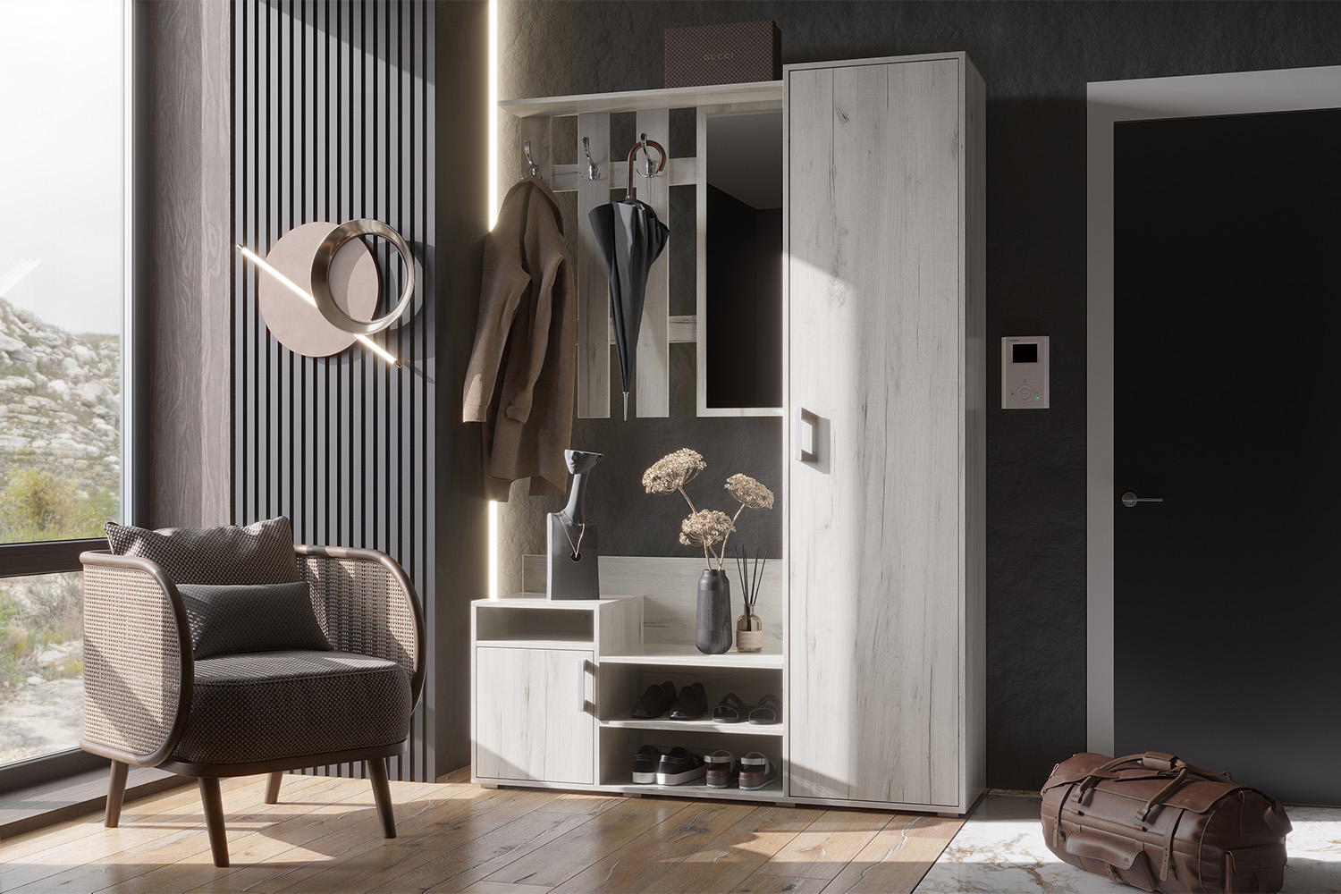 Прихожая Визит, Дуб крафт белый