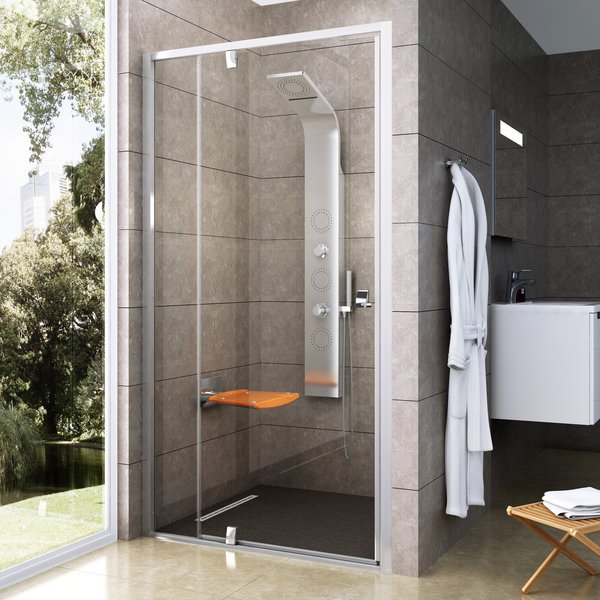 PDOP2-100 блестящая + Транспарент, Pivot душевая дверь двухэлементная