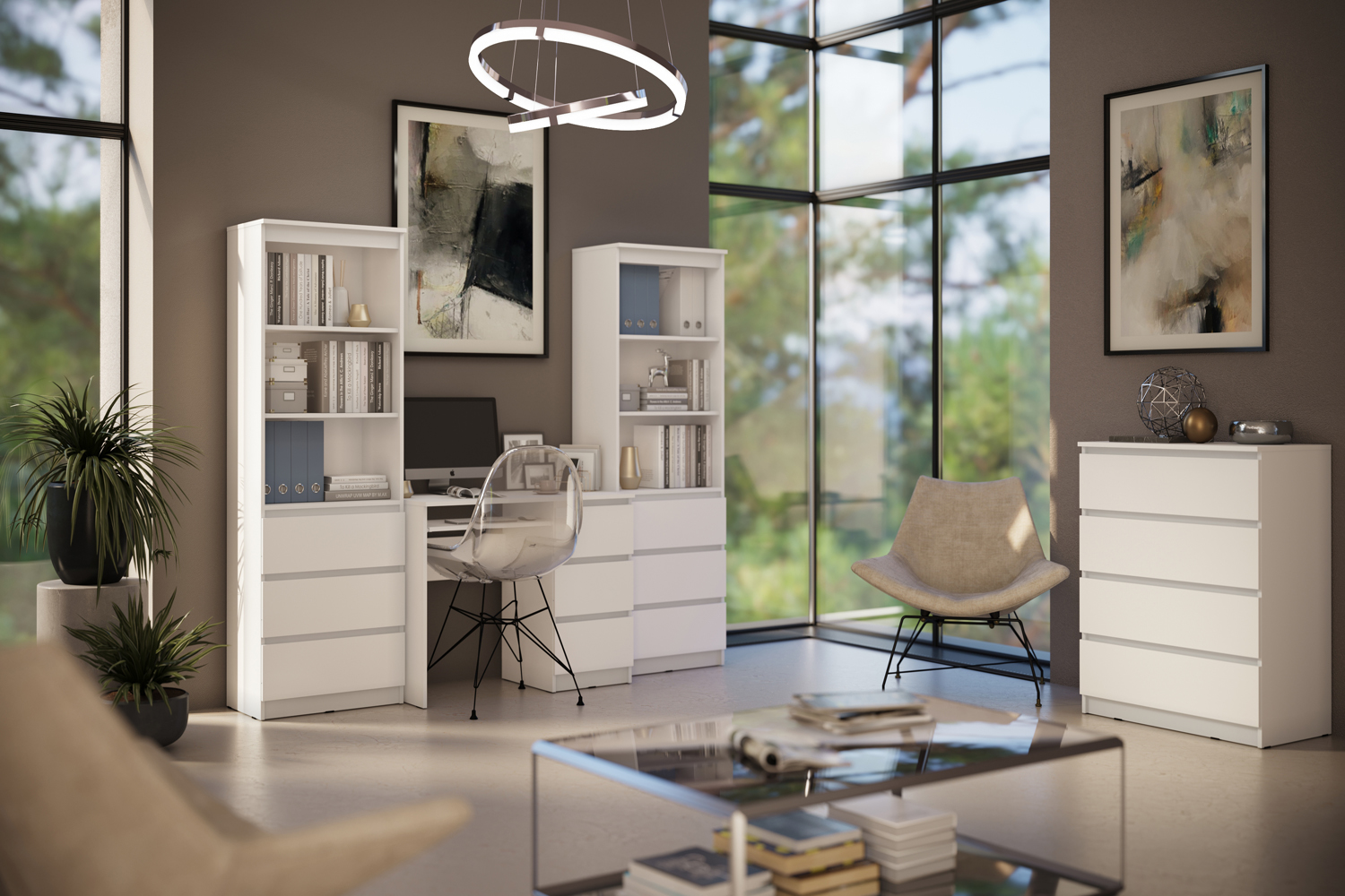 Стеллаж Челси, Белый глянец холодный, Белый