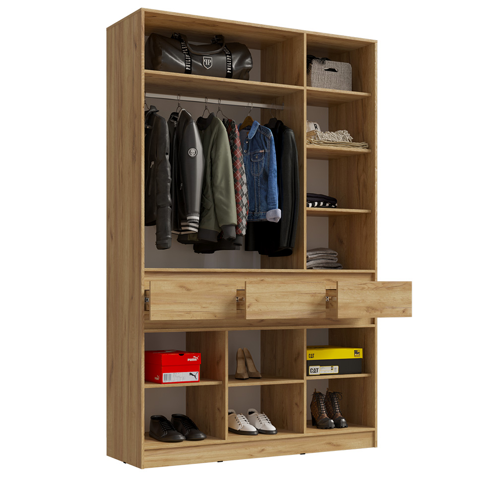 Шкаф трехстворчатый Роджина, Дуб крафт, Графит