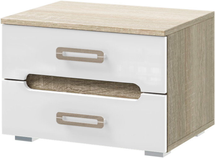 Тумба прикроватная Ким (2 шт.), Белый глянец холодный, Сонома