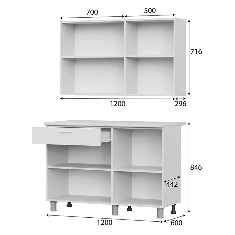 Готовая кухня КГ 4 (1.2 м), Белый, Дуб сонома