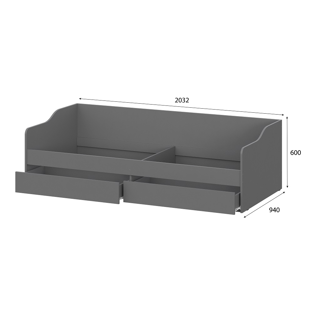 Кровать детская с основанием КР 2, Графит серый