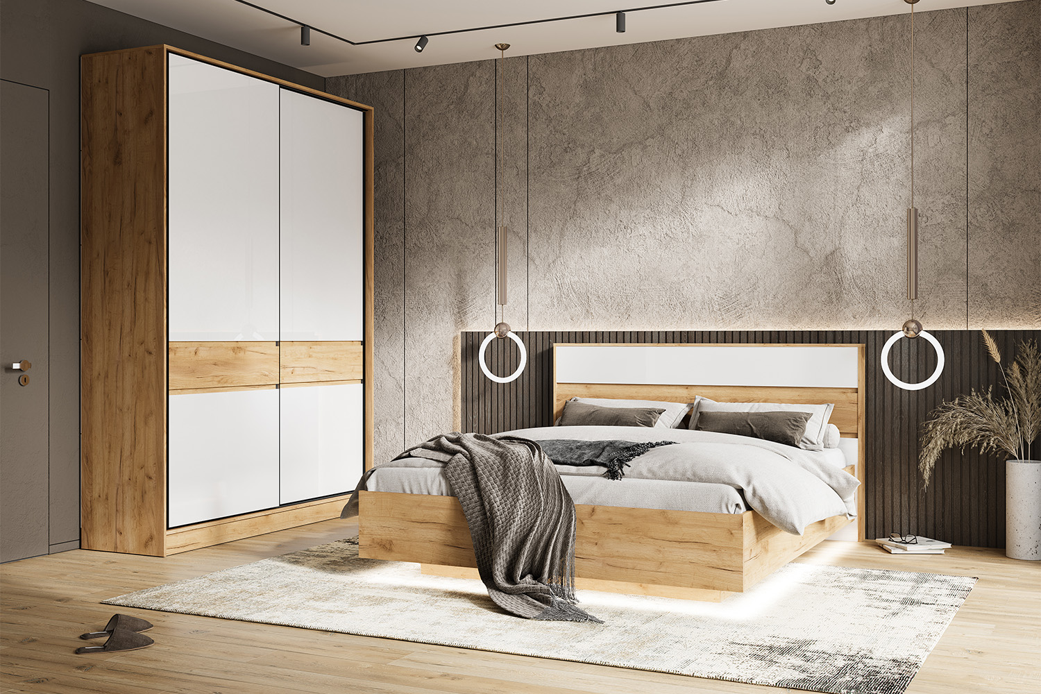 Кровать парящая с подъемным механизмом Роджина 1,6 м, Белый глянец холодный, Дуб крафт Кровать парящая с подъемным механизмом Роджина 1,6 м, Белый глянец холодный, Дуб крафт