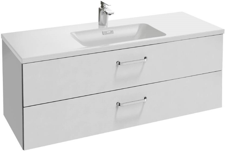 EB2071-R1-N18 VOX Мебель под раковину столешницу (120 см) с 2 выдвижными ящичками, изогнутая ручка, Белый, блестящий