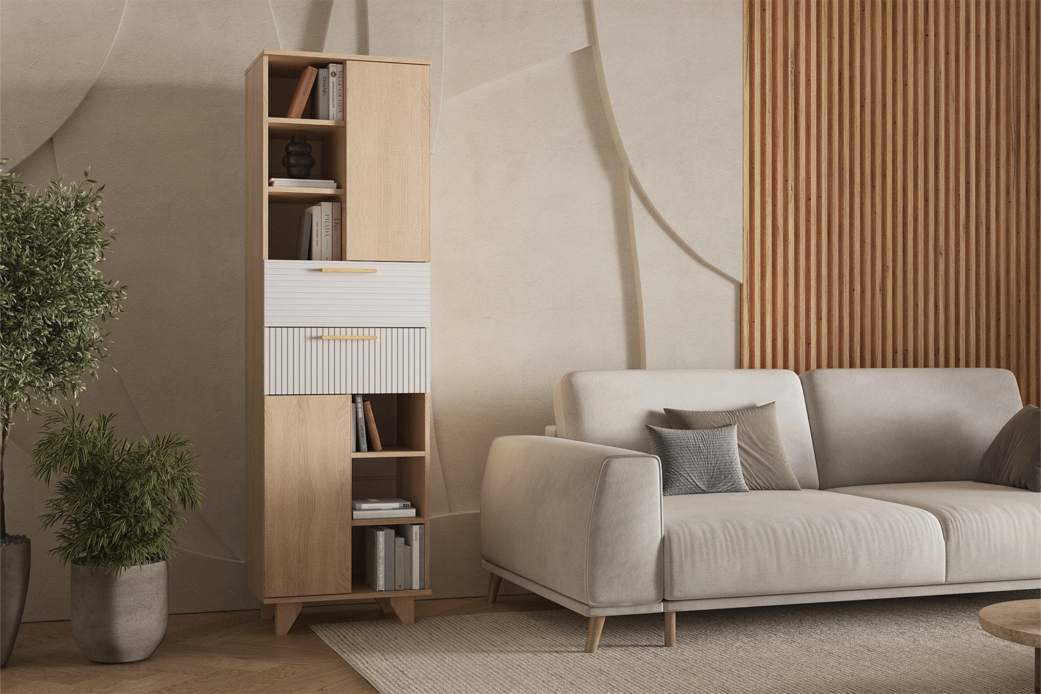 Ньёрд Стеллаж Н Дуб Сонома / Белый софт матовый