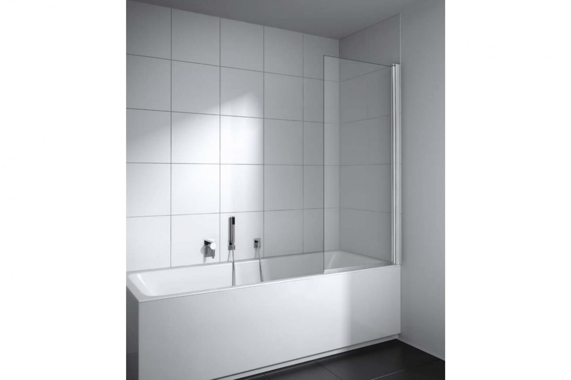 CADA XS CK DFR 09014 VPK Шторка на ванну (маятниковая створка), крепление справа, H=1400, L=880-905, стекло прозр. ESG Clean