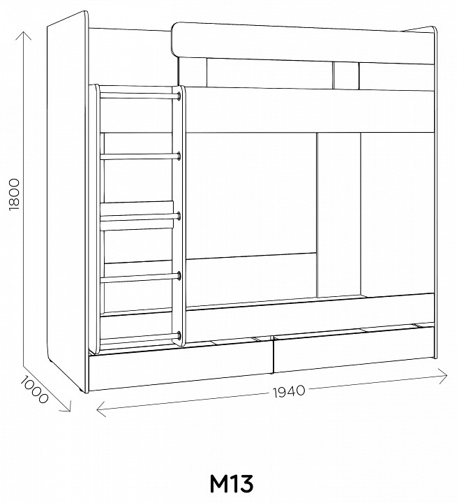 Кровать двухъярусная Агата М13 Кровать двухъярусная Агата М13