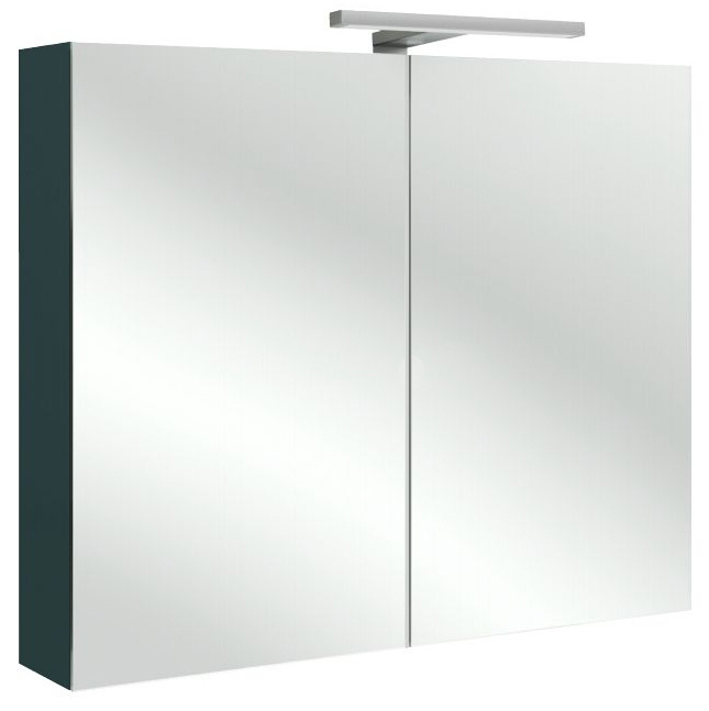 RYTHMIK EB796RU-E10 Зеркальный шкаф 80 см.Ш80*Г14,3*В65 см.2 дверцы с двойным зерк, 2 стекл полочки на отделение, магнит, флуоресцентная подсветка.