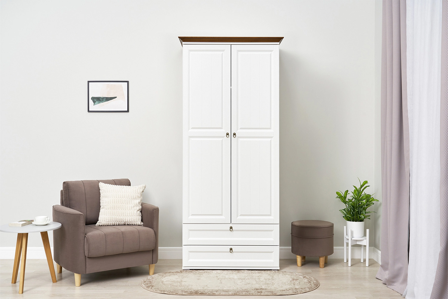 Шкаф двухстворчатый Валенсия, Белый