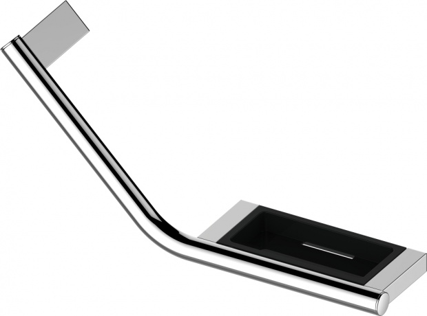 14909012037 PLAN Поручень для ванны с мыльницей 135°, 3 полочки для мыла (белая, светло- и темно-серая), исполнение слева, хром