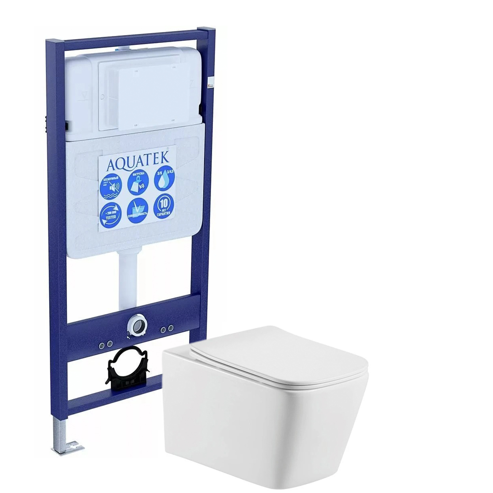 SET AQUATEK ЛИБРА (рама AQUATEK Standard INS-0000012(без клавиши и крепежа)+унитаз ЛИБРА AQ0530-00 с тонким сиденьем soft-close