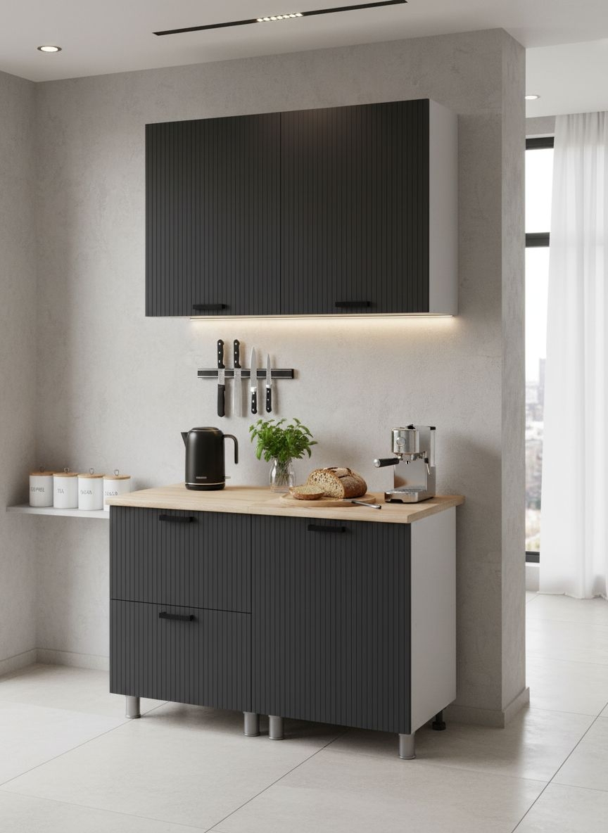 МК Аленушка 1,2м с ящ. Лотос Сталь,скоба антрацит,сонома