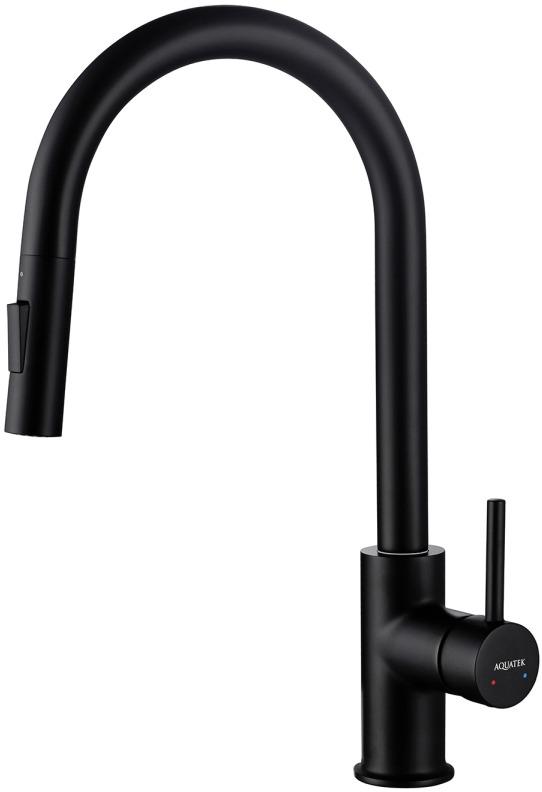 AQ1384MB ЕВРОПА смеситель для кухни с вытяжным изливом 2 jet, матовый черный