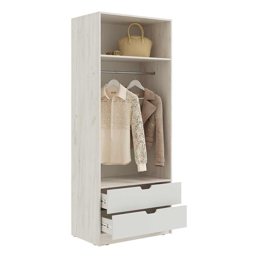 Шкаф Юниор-4 (800), Шарли Белый, Дуб Крафт Белый