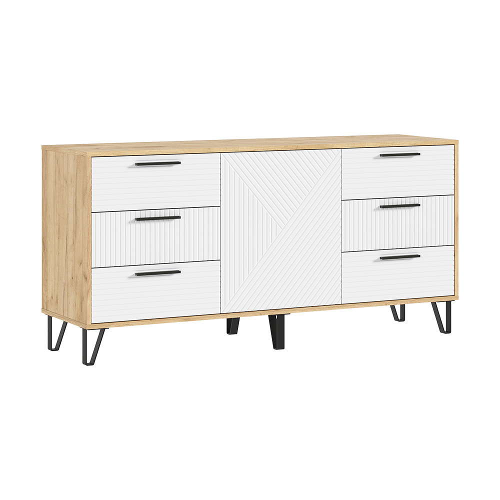 Комод Флэш (1500), Браш Вайт, Дуб Крафт