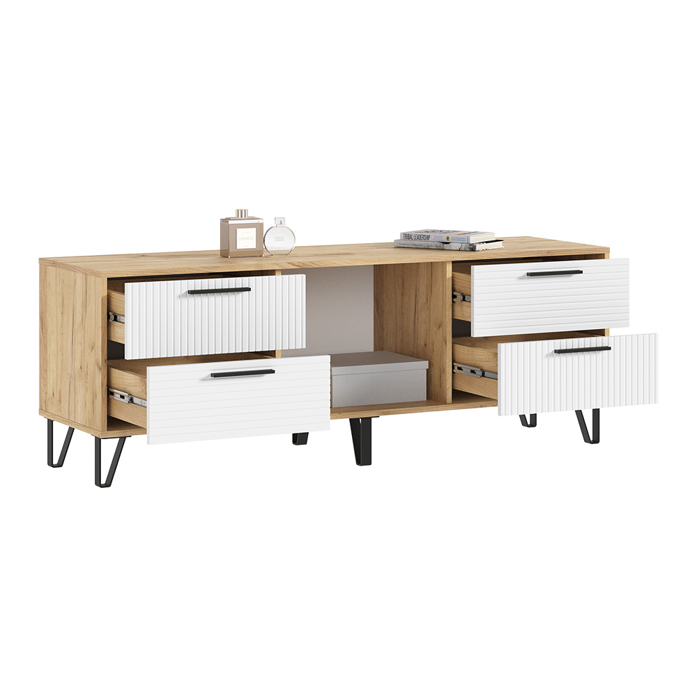 Тумба ТВ Флэш, Браш Вайт, Дуб Крафт Тумба ТВ Флэш, Браш Вайт, Дуб Крафт