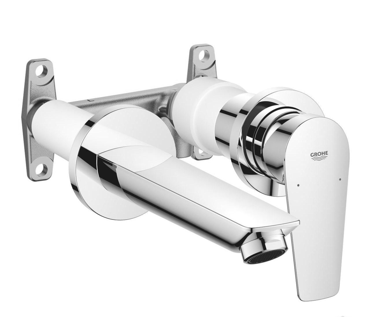 20474001 BauEdge 2020 Смеситель для раковины, на 2 отверстия, настенный монтаж, хром (замена 20474000)