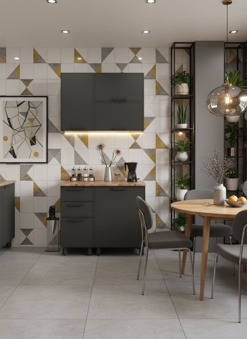 МК Аленушка 1м с 3 ящ. Магнолия Сталь,скоба черный,сонома