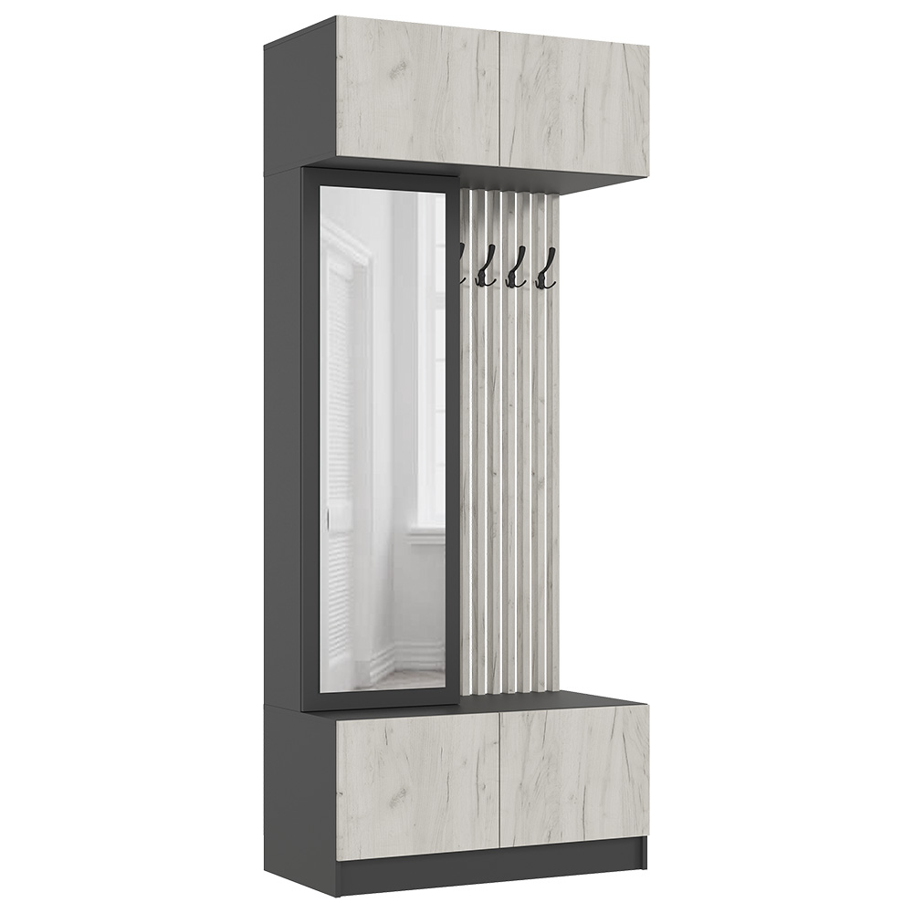 Прихожая Роджина, Графит, Дуб крафт белый