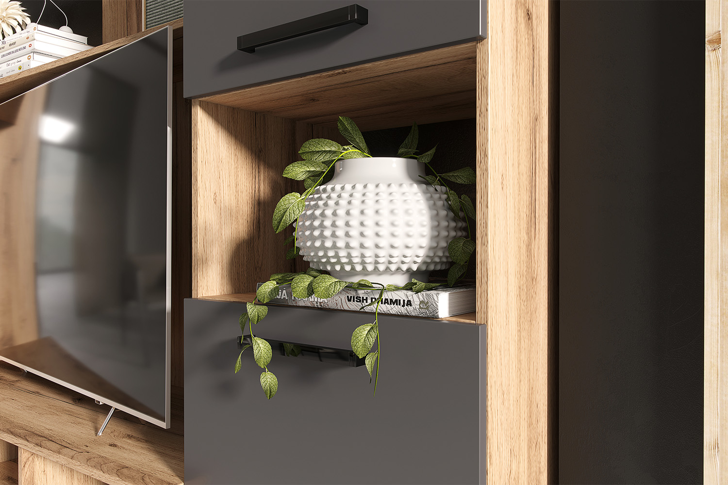 Гостиная Мини, Графит, Дуб крафт