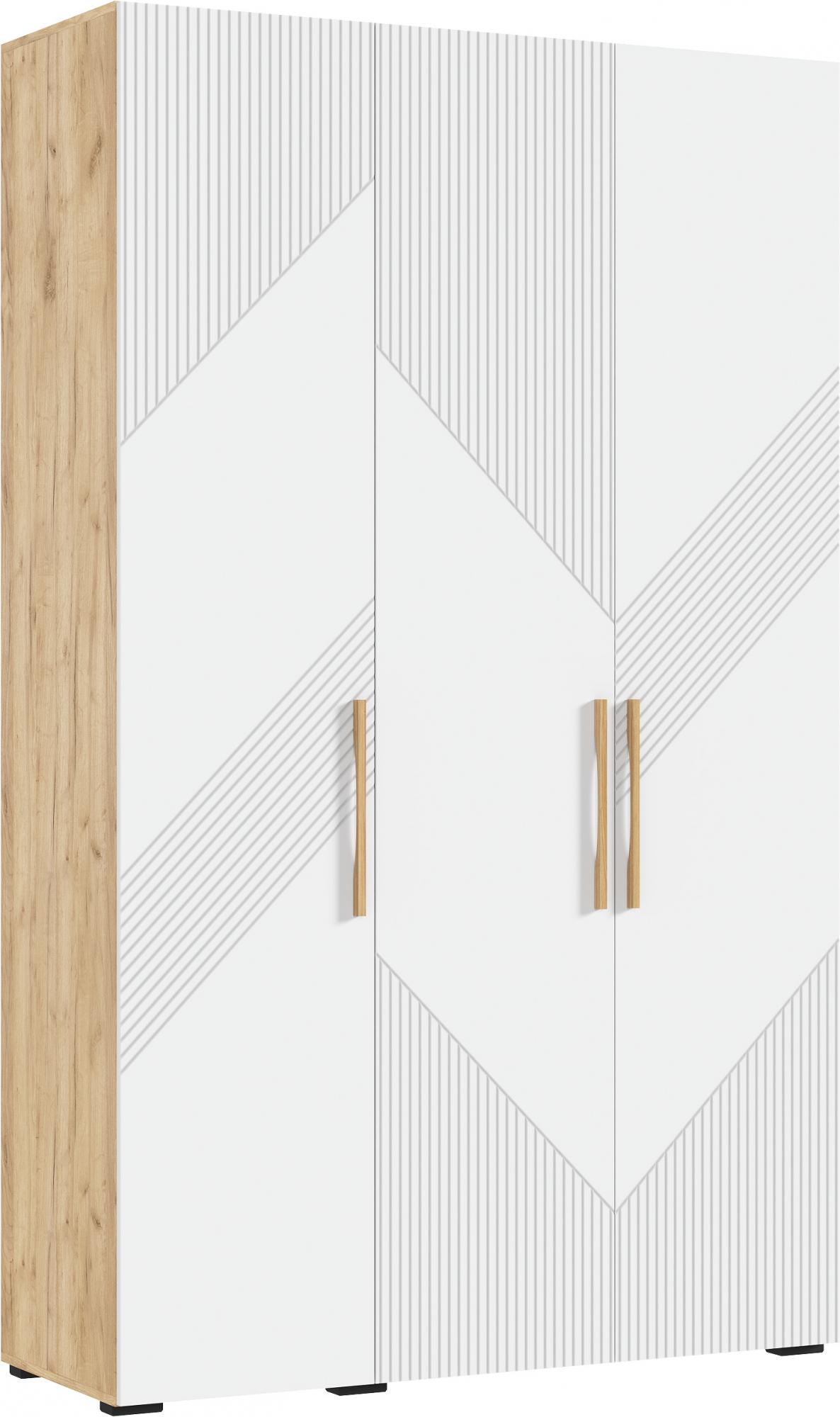 Шкаф трехстворчатый Ирис, Браш Вайт, Дуб Крафт