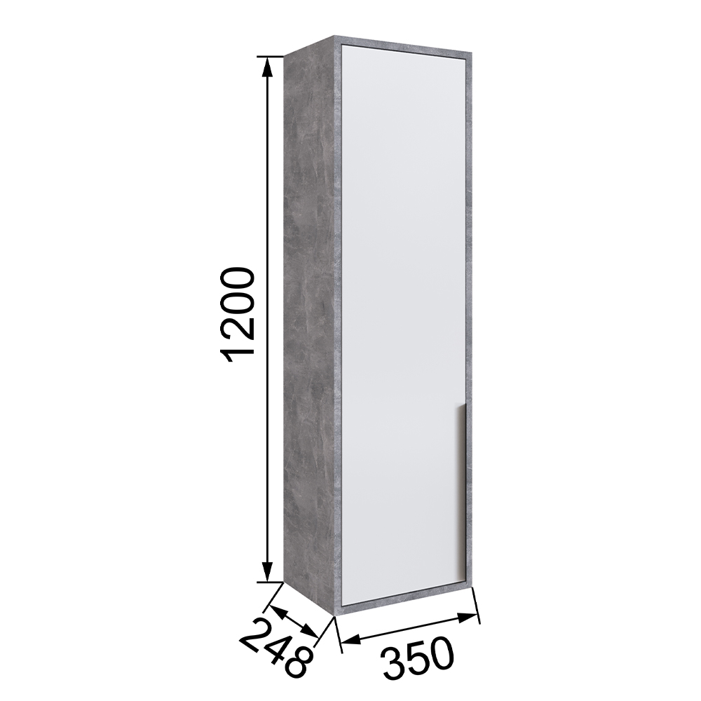 Шкаф навесной закрытый Малави МШ3, Ателье светлое, Белый глянец